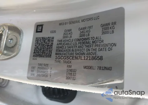 2020 Chevrolet Colorado 2Wd Short Box Lt из США, поврежденный, VIN 1GCGSCEN7L1218658